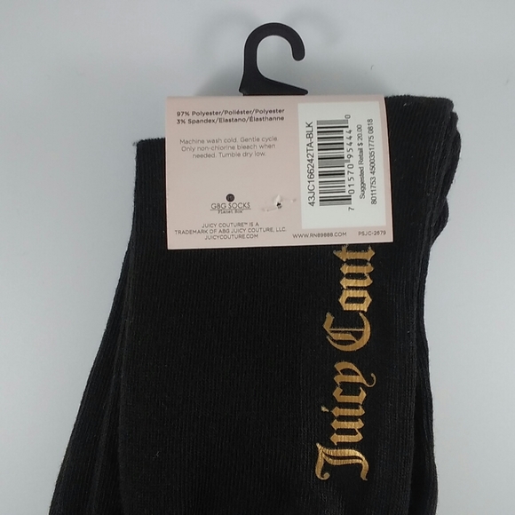 Juicy Couture Knee High Socks Black and Bling - Picture 5 of 5